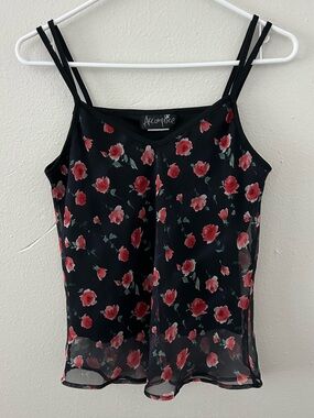 VTG Accomplice Rose Floral Layered Babydoll Tank Top M Y2K 90s Whimsigoth Grunge